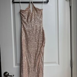 Fashion Nova Champagne Side Slit dress